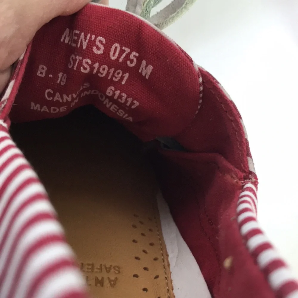 Sperry Leather 3-Eye Boat Shoe Red Gingham 7.5